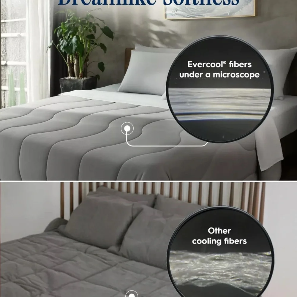 REST Evercool Cooling Comforter Full/Queen Blanket Gray fr Hot Sleeper 90” X 90”